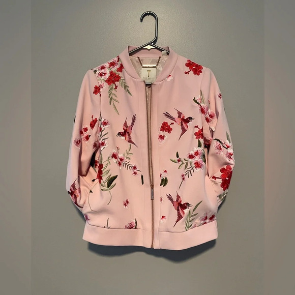 NWOT Ted Baker Leelah Soft Bomber Jacket in Pink Size 1 - Picture 3 of 7